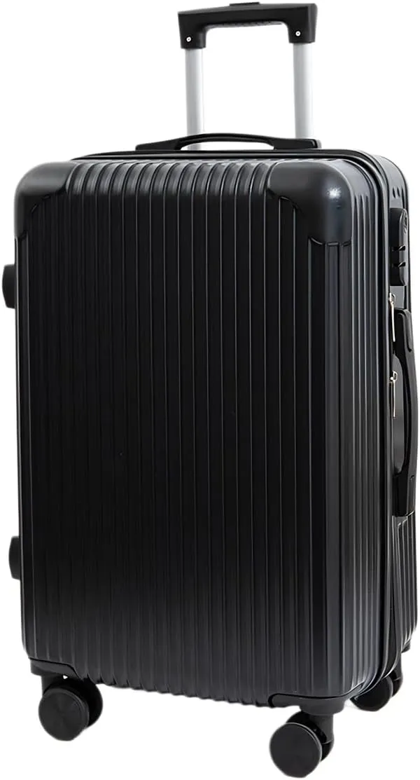 Hardside Luggage Suitcase PC ABS with TSA Lock 4 Double 360Universal Spinner Suitcase Carry on Hardshell Lightweight,Black-24inch