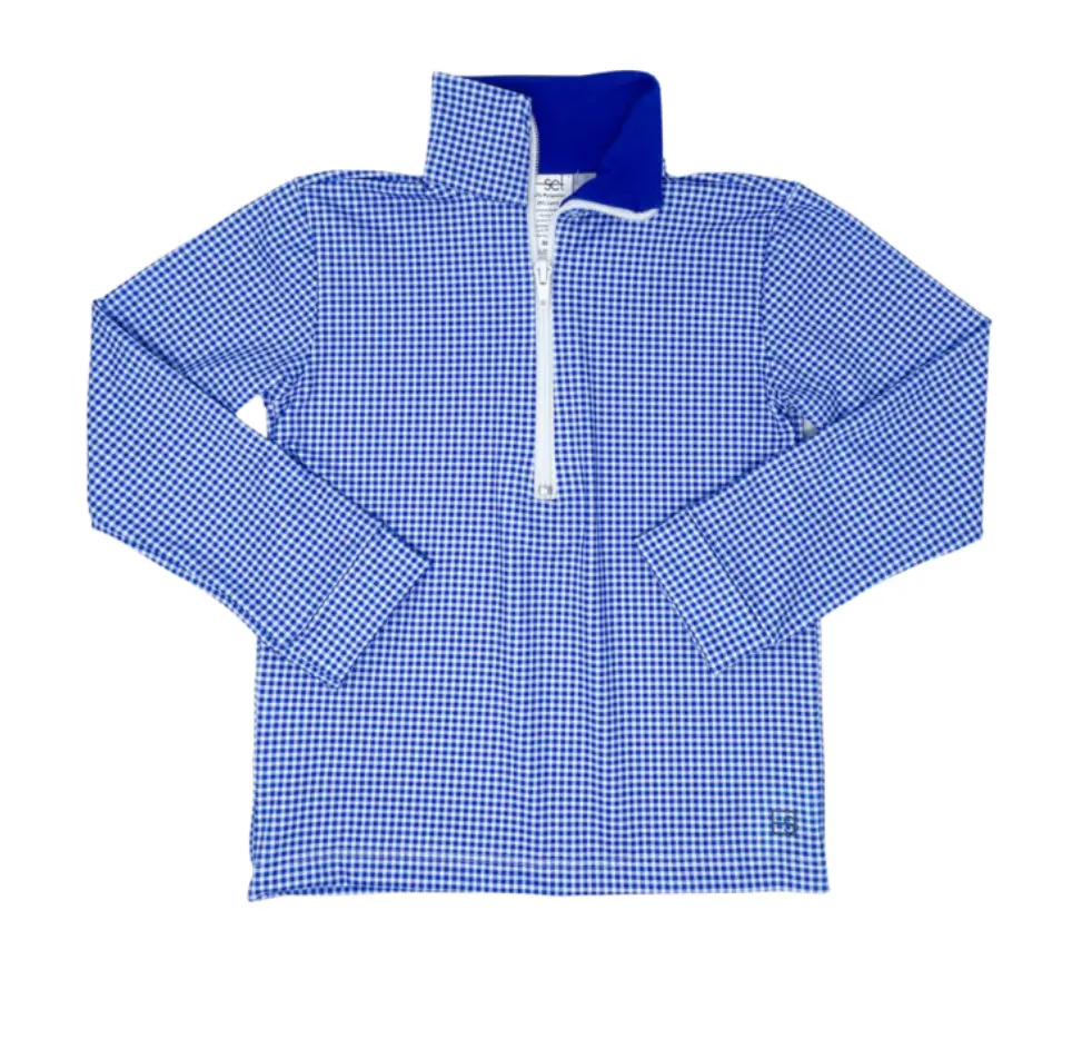 Henry Half Zip - Royal Minigingham