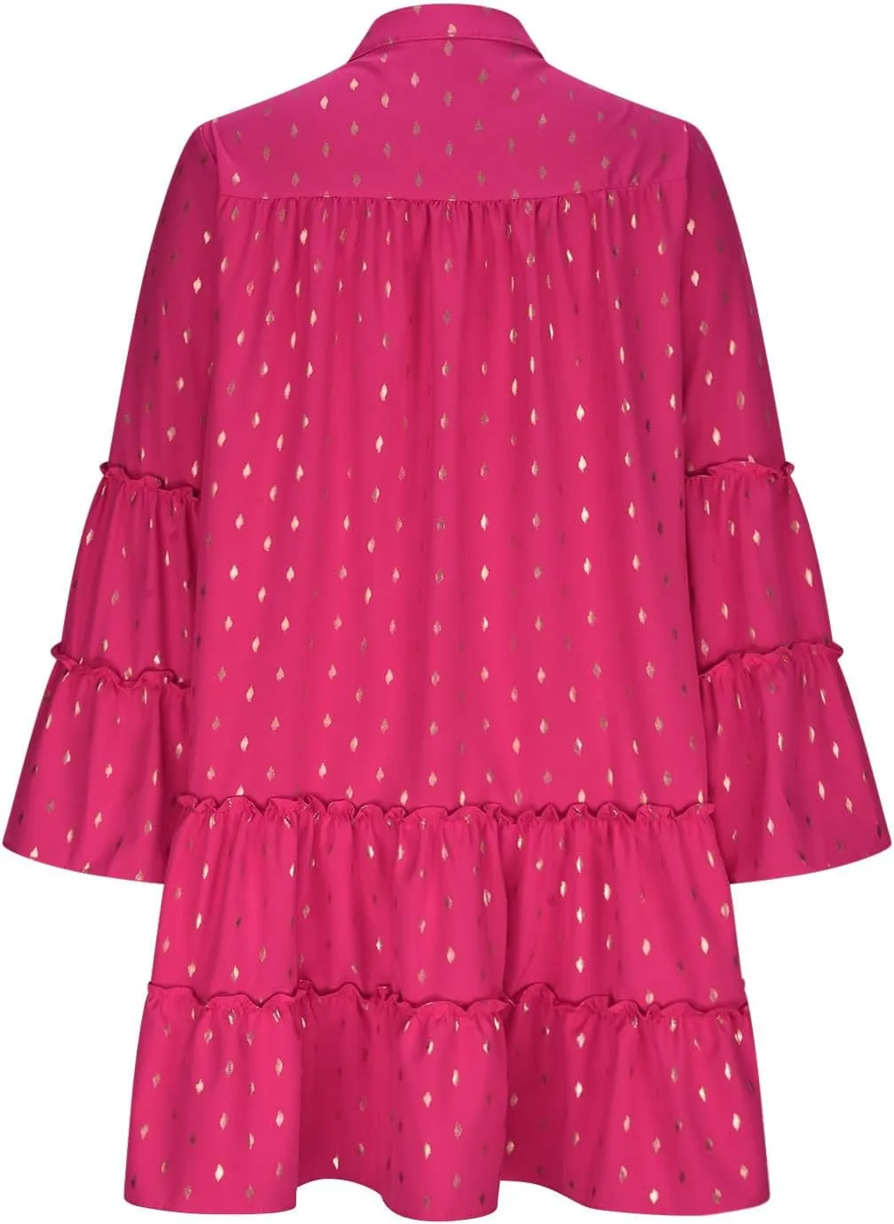 HGps8w Womens Sequins Dots Babydoll Swing Mini Dress 2025 Summer Casual Bell Sleeve Tiered Ruffle Flowy A Line Shirt Dresses