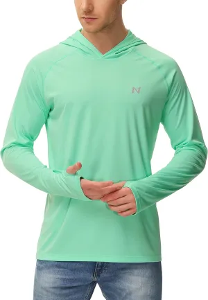 isnowood Sun Shirt UPF 50  Men's Fishing Long Sleeve UV Protection Hoodie Hiking Rash Guard Swimming Running