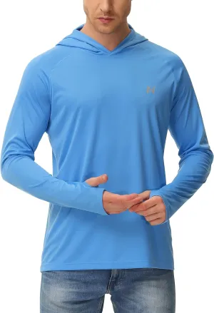 isnowood Sun Shirt UPF 50  Men's Fishing Long Sleeve UV Protection Hoodie Hiking Rash Guard Swimming Running