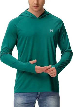 isnowood Sun Shirt UPF 50  Men's Fishing Long Sleeve UV Protection Hoodie Hiking Rash Guard Swimming Running
