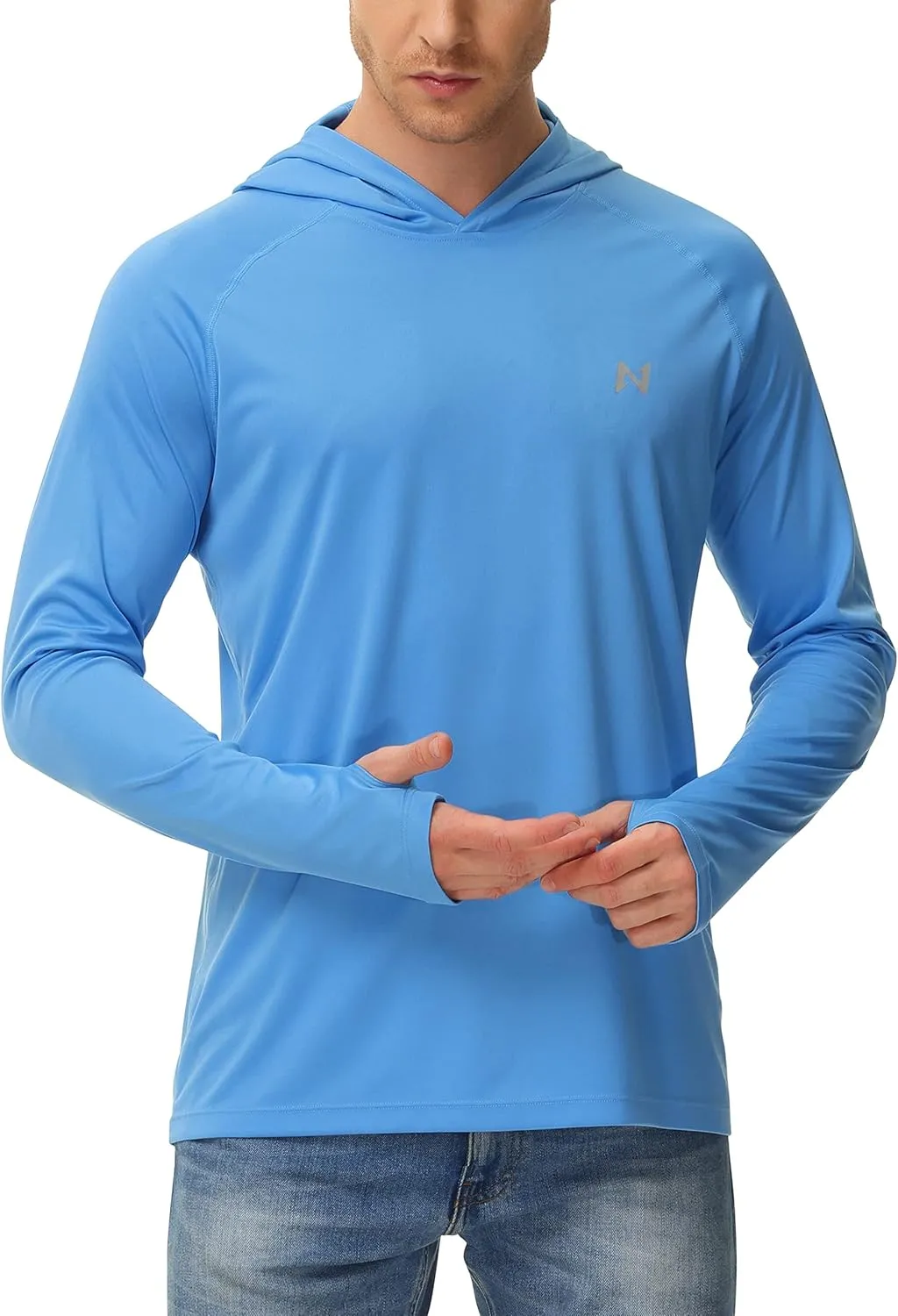 isnowood Sun Shirt UPF 50  Men's Fishing Long Sleeve UV Protection Hoodie Hiking Rash Guard Swimming Running