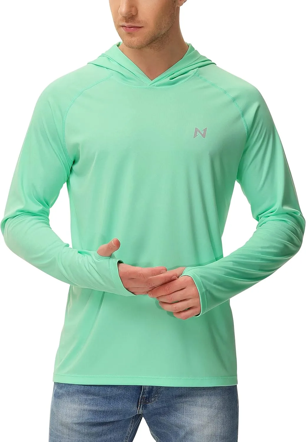 isnowood Sun Shirt UPF 50  Men's Fishing Long Sleeve UV Protection Hoodie Hiking Rash Guard Swimming Running