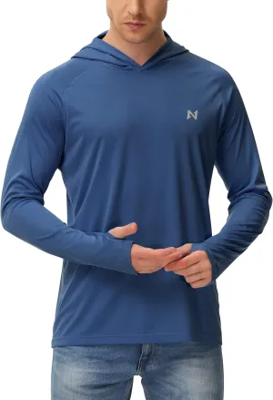 isnowood Sun Shirt UPF 50  Men's Fishing Long Sleeve UV Protection Hoodie Hiking Rash Guard Swimming Running