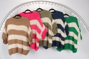 Italian Boxy Stripe Wool Blend Knit