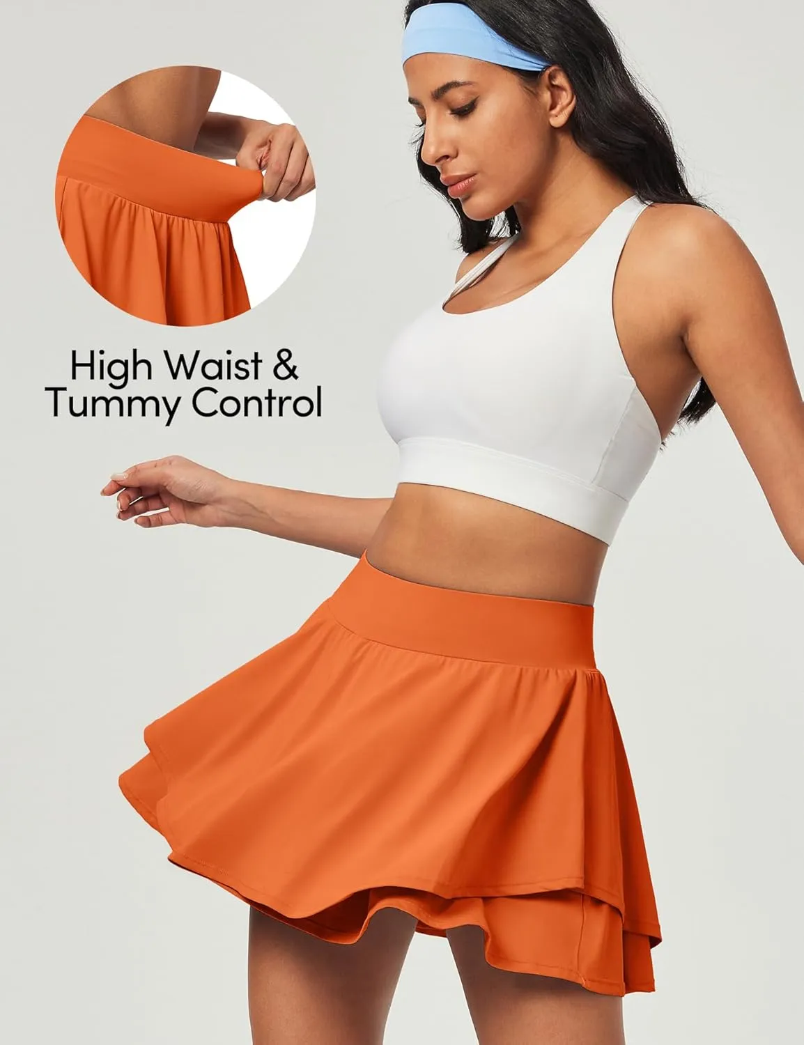 IUGA Tennis Skirt Pleated Skorts for Woman Double Ruffle Golf Skirts for Women Skort with Pockets Tummy Control Athletic