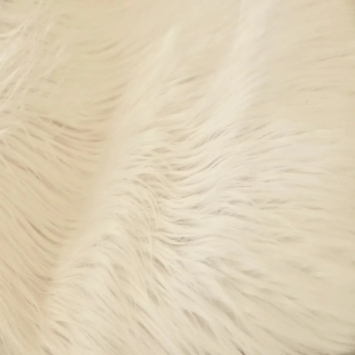 Ivory Shaggy Long Pile Faux Fur Fabric (4")