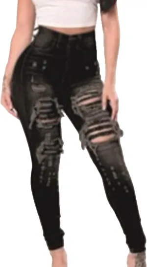 JEKE-DG Women's High Waist Ripped Ankle Jeans Distressed Butt Lifting Denim Stretch Slim Skinny Trousers
