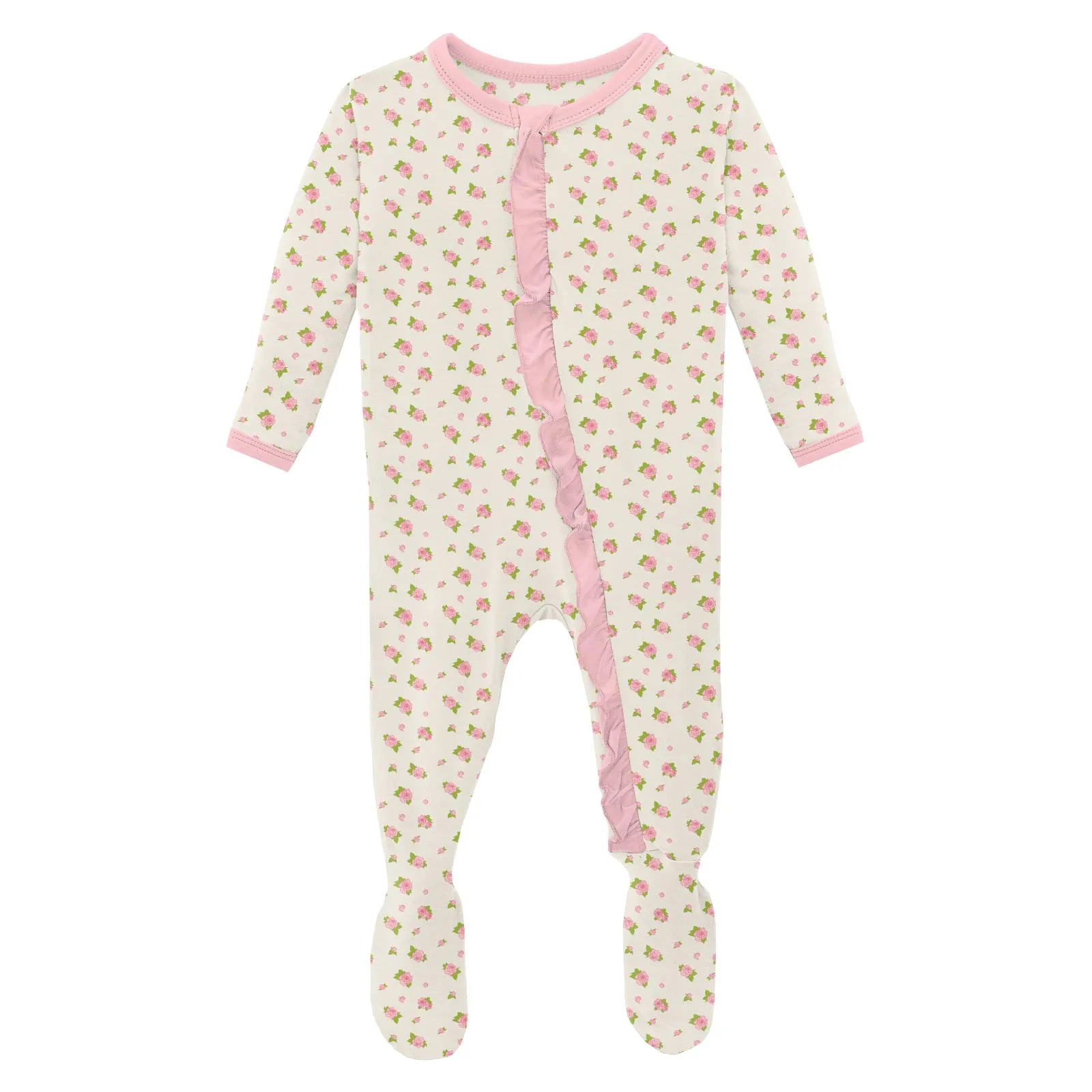 KicKee Pants Natural Buds Classic Ruffle Footie with Zipper