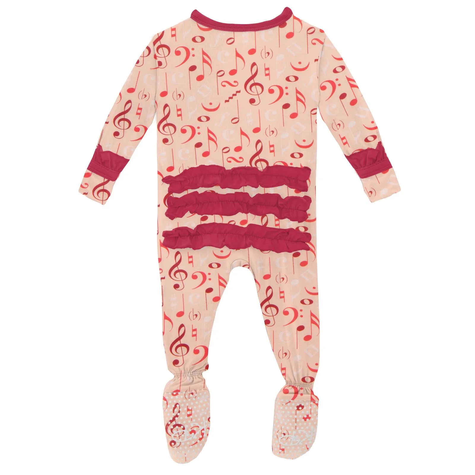 KicKee Pants Peach Blossom Music Class Classic Ruffle Footie with Zipper