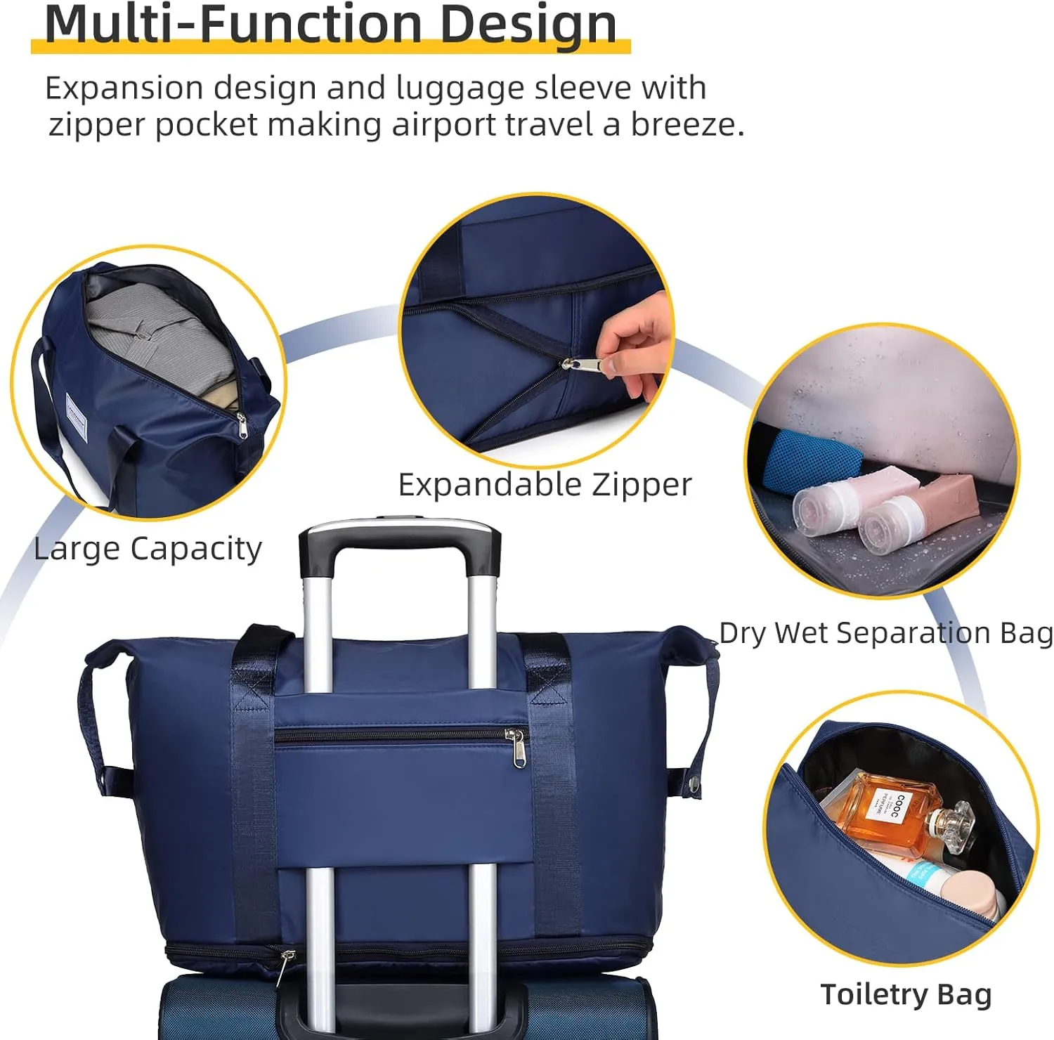 LARVENDER Softside Luggage Sets 3 Piece, Expandable Carry on Luggage 22x14x9 Airline Approved with TSA Lock Spinner Wheels, Lightweight Rolling Suitcase for Men and Women, Blue