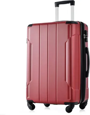 Lightweight Aurable Suitcase with Hard Shell,2 Wheels(Single Suitcase,27.5"18.5"11.6"). (Red)