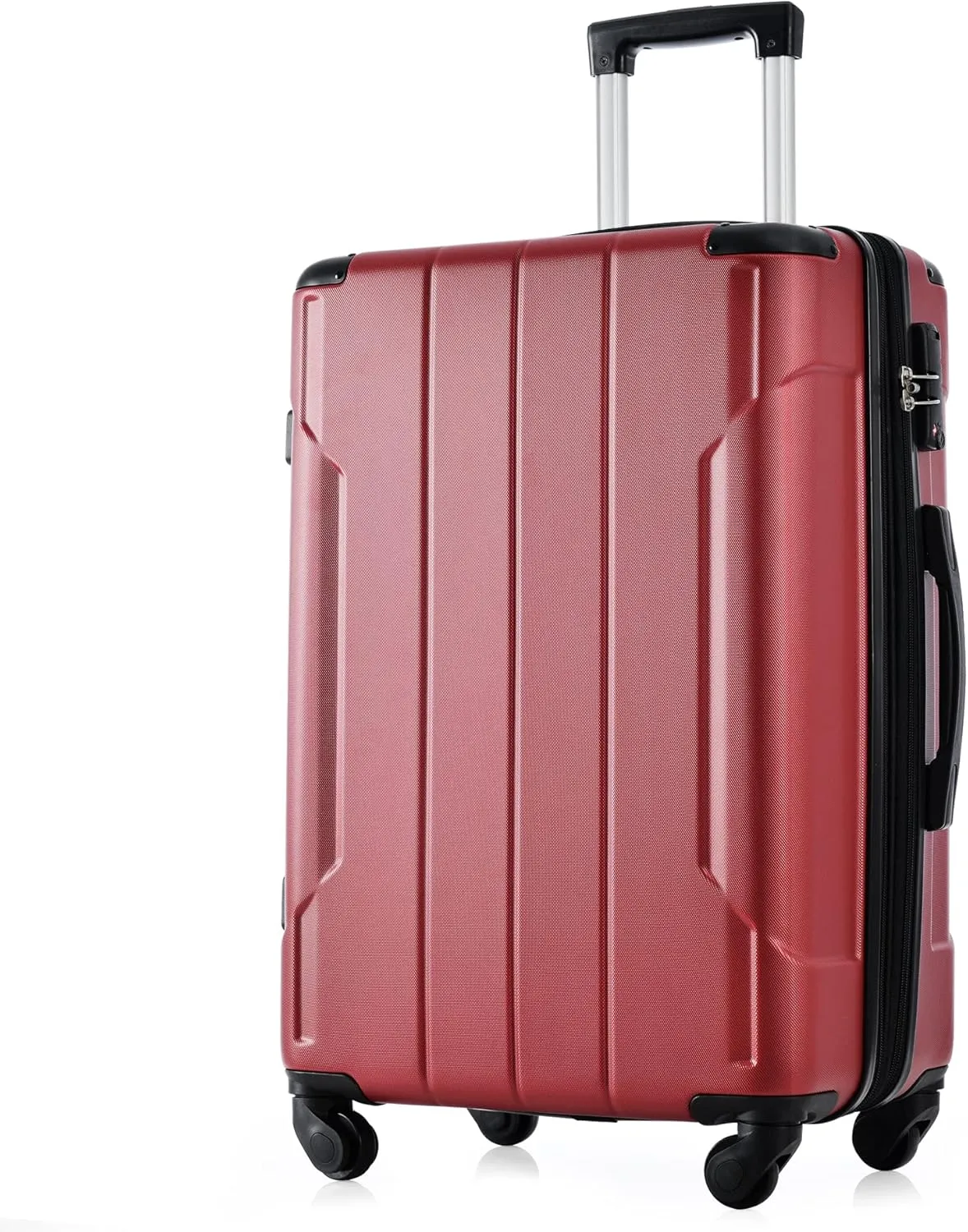 Lightweight Aurable Suitcase with Hard Shell,2 Wheels(Single Suitcase,27.5"18.5"11.6"). (Red)