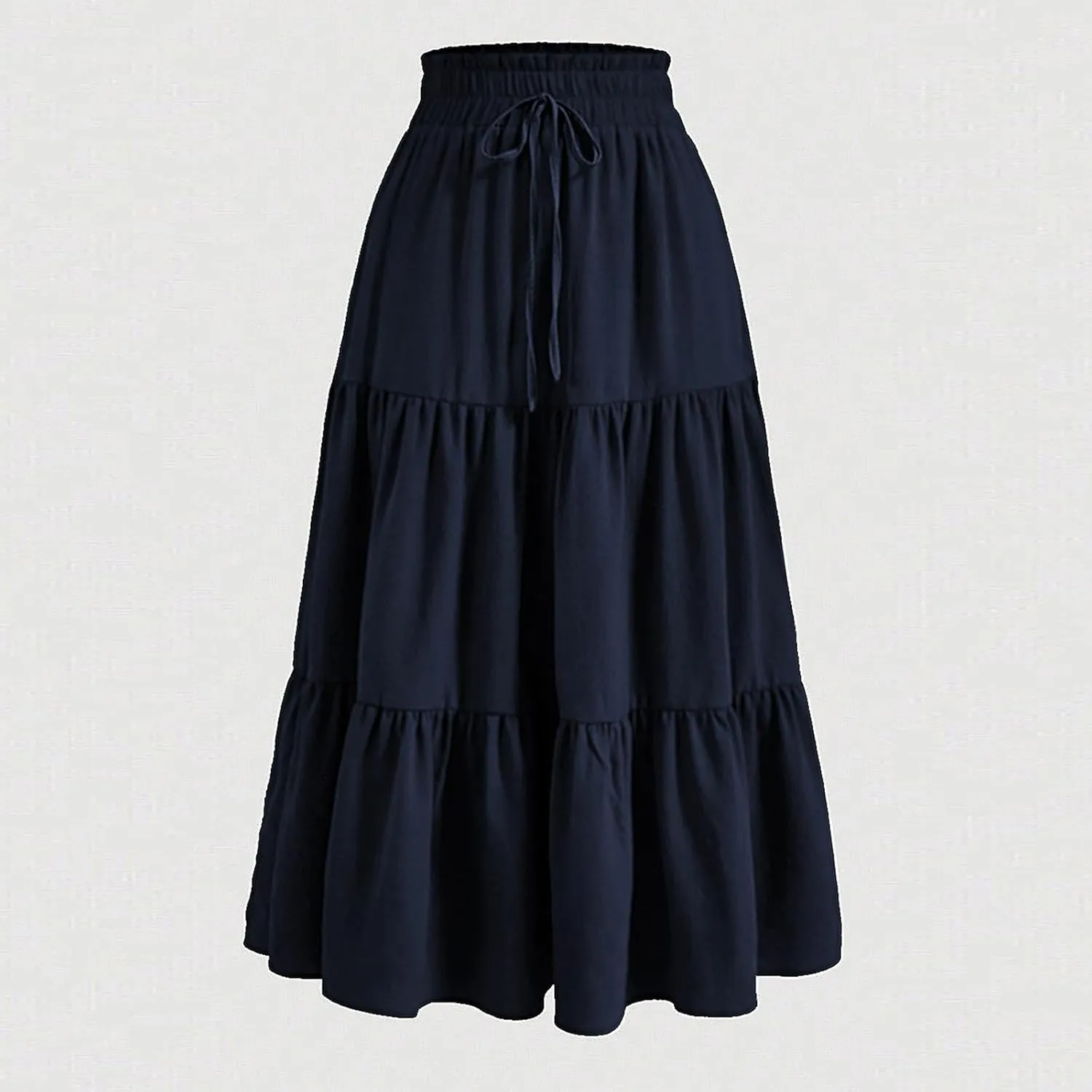 Long Skirts for Women Trendy Flowy Floral Midi Skirt Summer Elastic High Waisted Ruffle Tiered Renaissance Skirt
