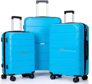 Luggage 3 Piece Expandable Suitcase with TSA Lock ABS, Durable Luggage Set, Lightweight Suitcase with 2 Hooks, Spinner Wheels - side 20in24in28in (Light Blue)