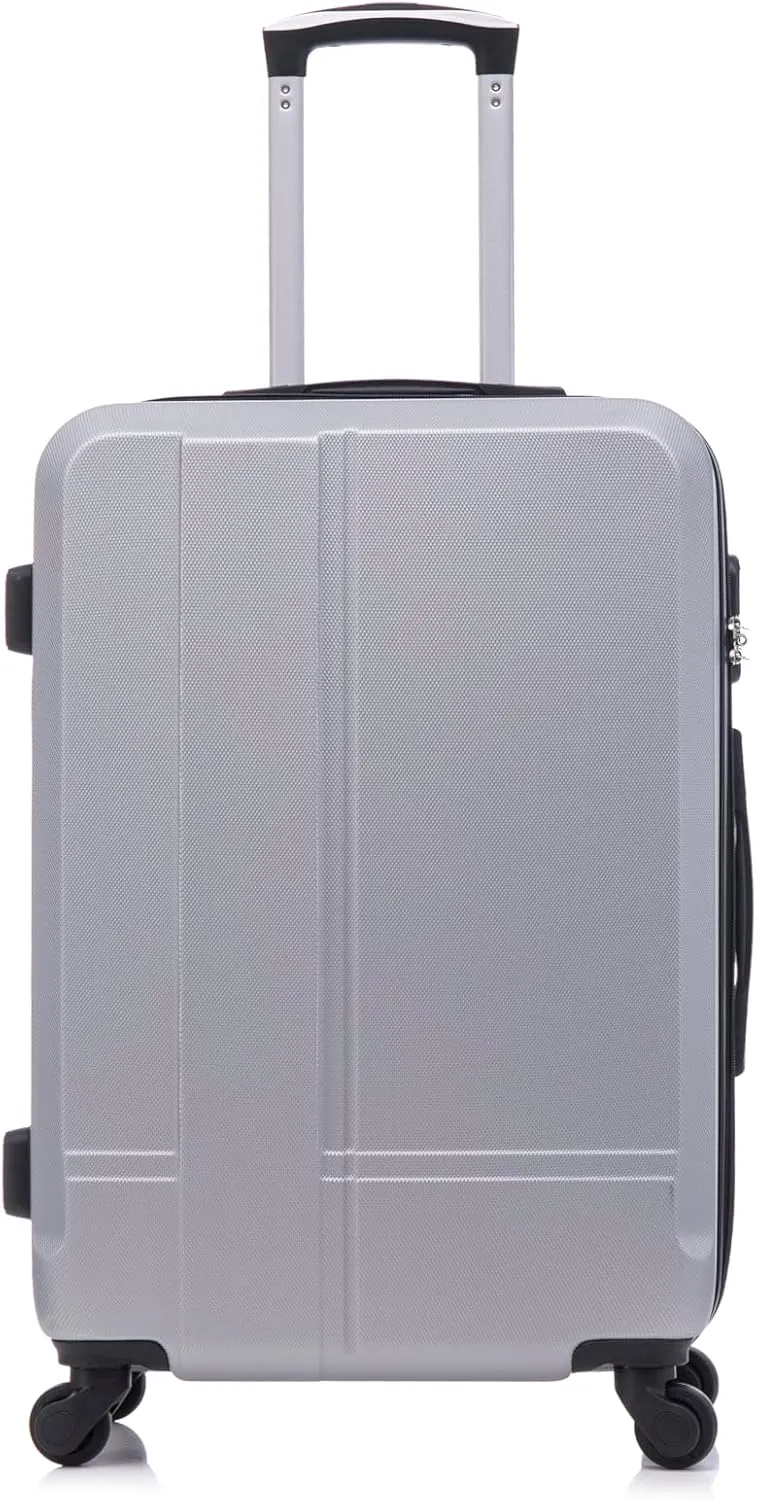 Luggage 3 Piece Sets ABS Durable Lightweight Suitcase Sets with Hooks Spinner Wheels TSA Lock,Black(20in/24in/28in) (silver gray)
