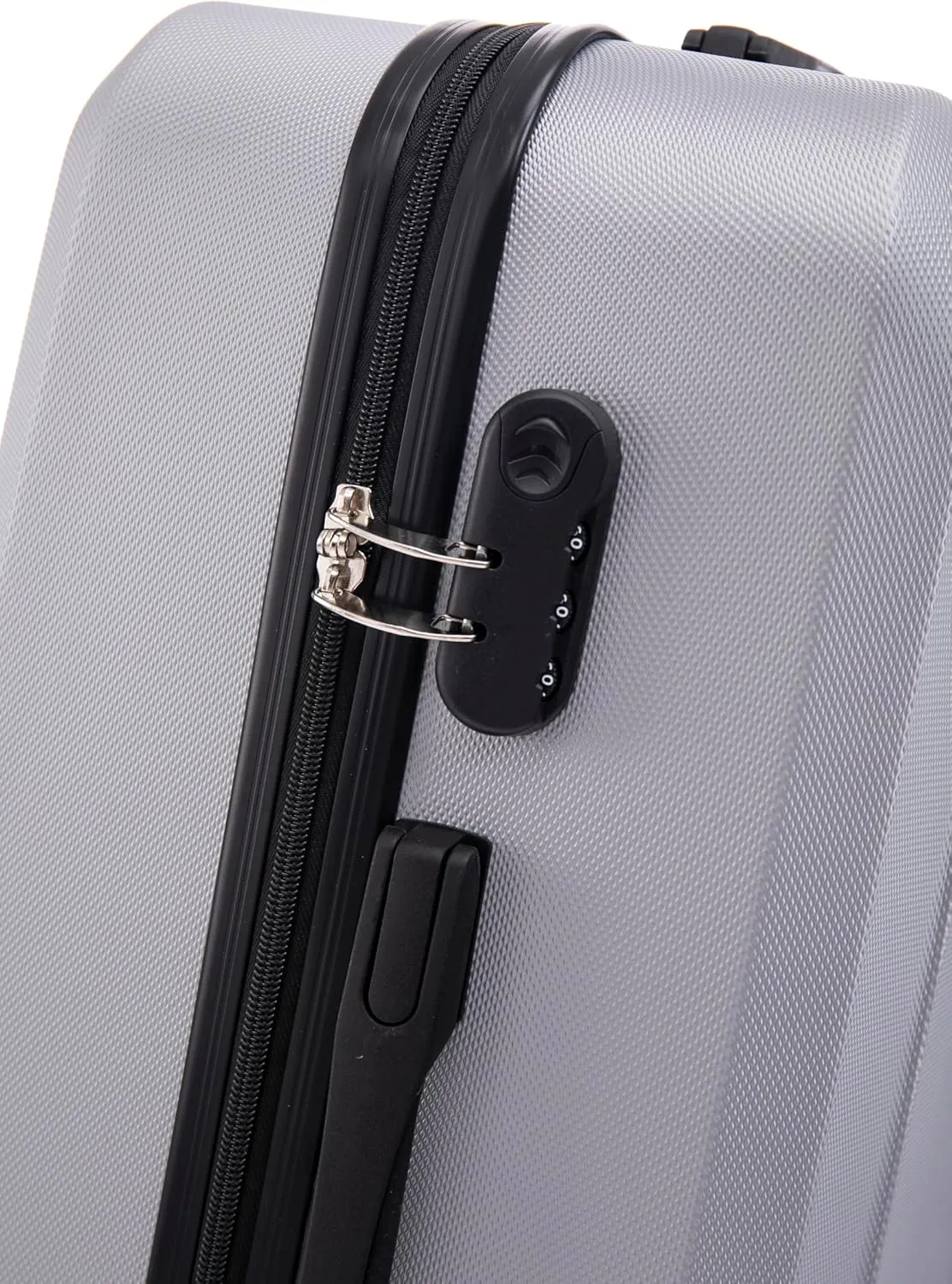 Luggage 3 Piece Sets ABS Durable Lightweight Suitcase Sets with Hooks Spinner Wheels TSA Lock,Black(20in/24in/28in) (silver gray)