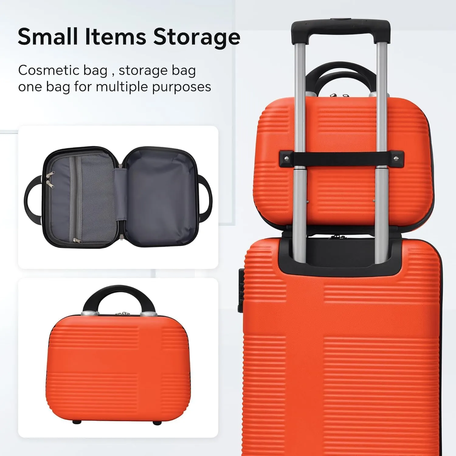 Luggage Set with 360 Spinner Wheels, TSA-Approved Locks, Lightweight and Durable Hard-Shell Suitcases for Travel, Business Trips, and Family Vacations (Orange, 4pcs-12/20/24/28)