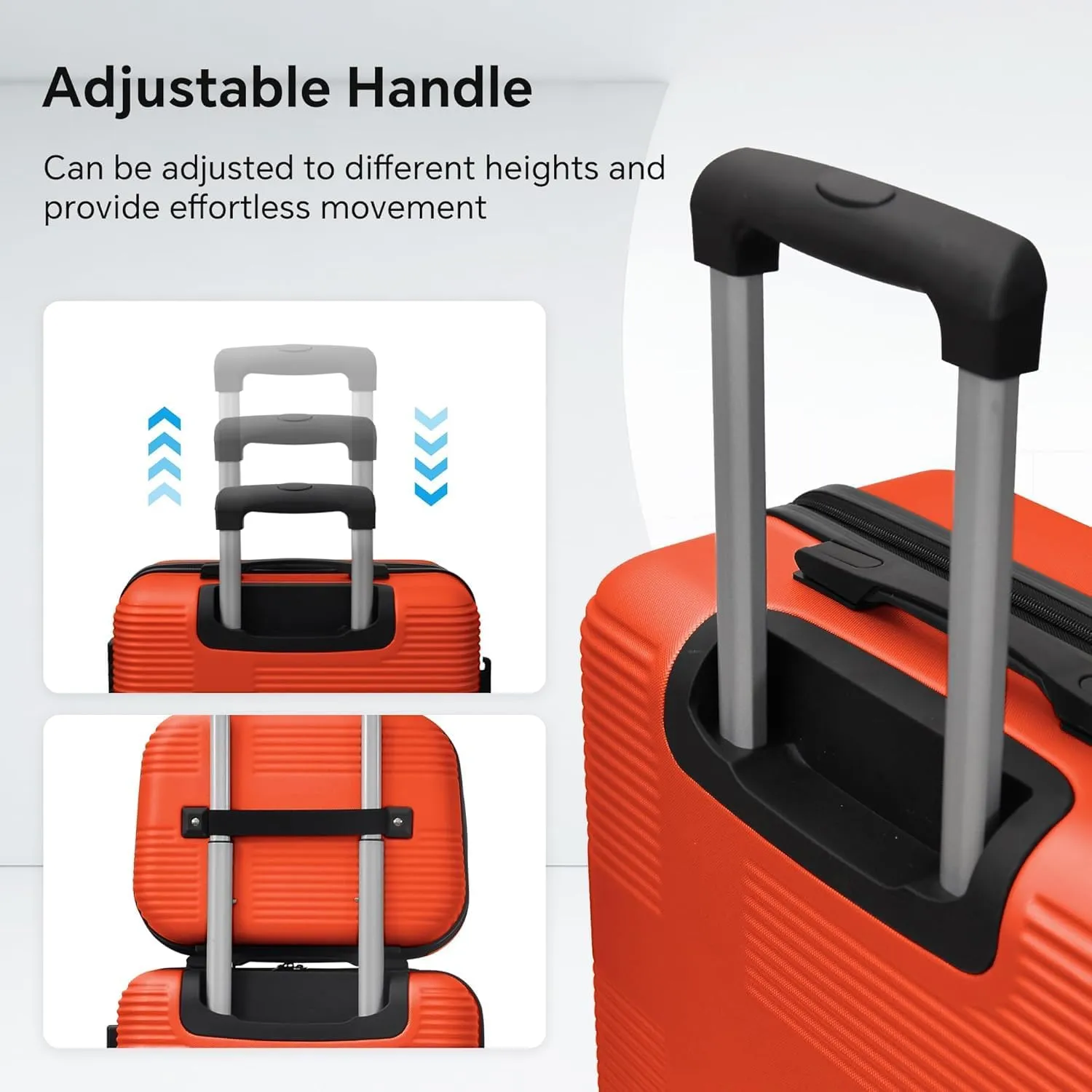 Luggage Set with 360 Spinner Wheels, TSA-Approved Locks, Lightweight and Durable Hard-Shell Suitcases for Travel, Business Trips, and Family Vacations (Orange, 4pcs-12/20/24/28)