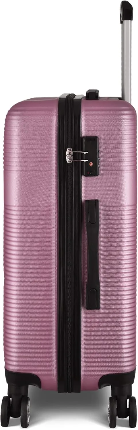 Luggage Set with 360 Spinner Wheels, TSA-Approved Locks, Lightweight and Durable Hard-Shell Suitcases for Travel, Business Trips, and Family Vacations (Pink, 3pcs-20/24/28in)