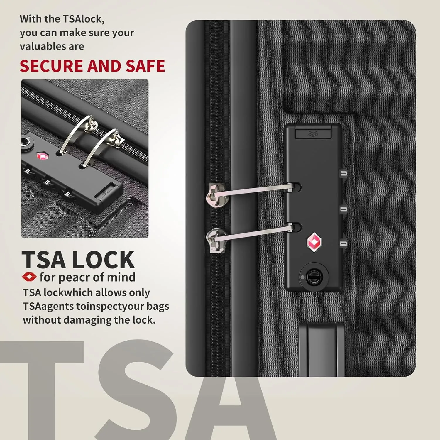 Luggage Sets 3 Piece Hard Shell Luggage Sets with Spinner Wheels TSA Lock Lightweight Hardside Suitcase Set (Black)