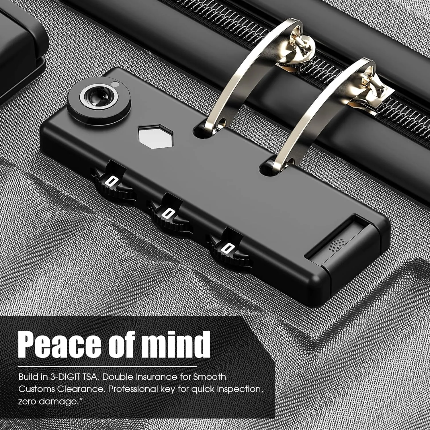Luggage Sets 3 Piece Hard Shell Luggage Sets with Spinner Wheels TSA Lock Lightweight Hardside Suitcase Set (Dark Gray)