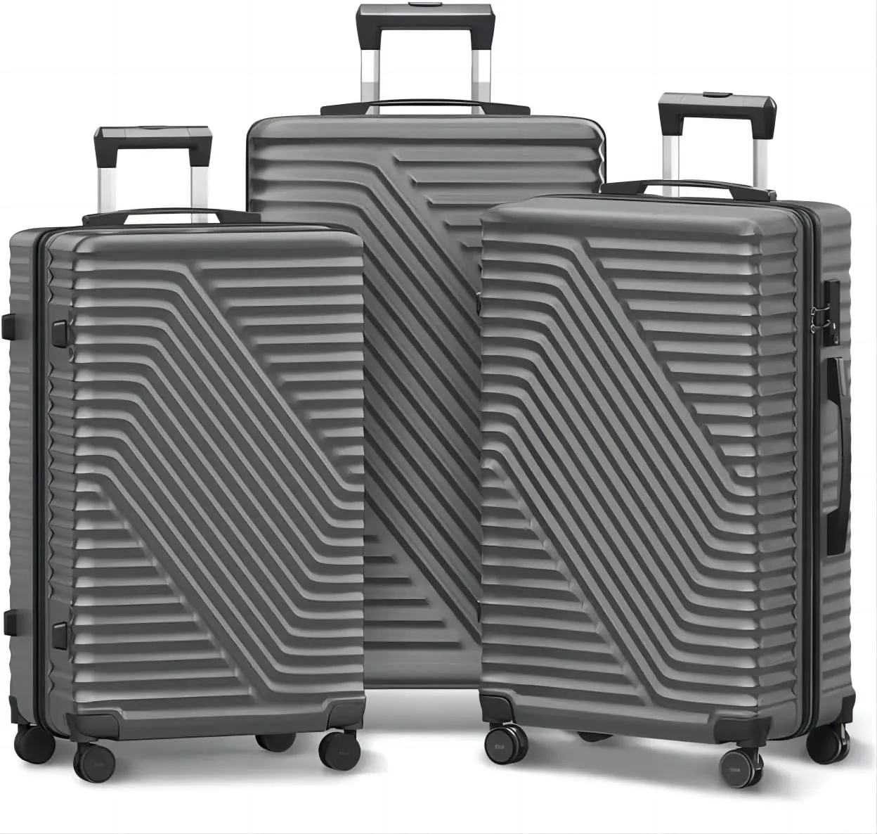 Luggage Sets 3 Piece Hard Shell Luggage Sets with Spinner Wheels TSA Lock Lightweight Hardside Suitcase Set (Dark Gray)
