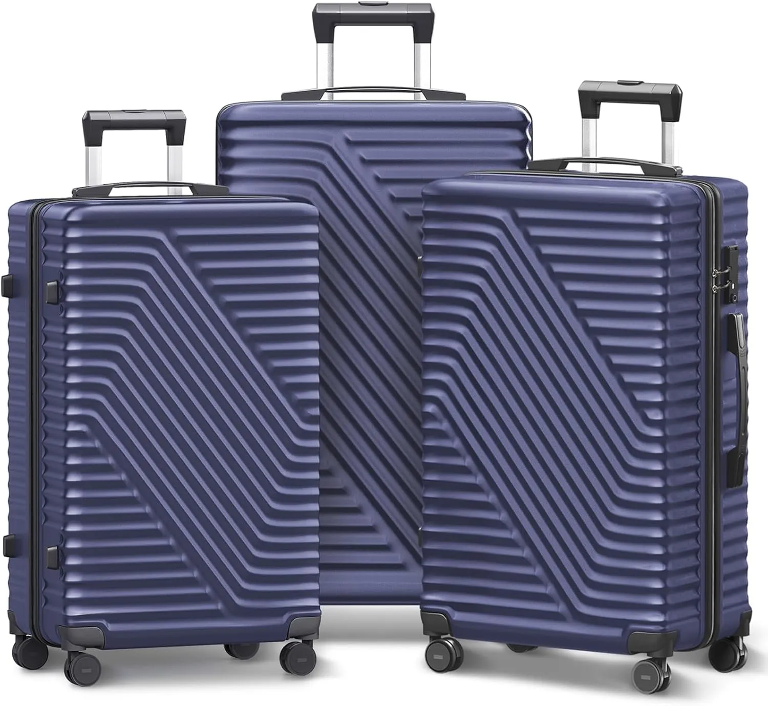 Luggage Sets 3 Piece Hard Shell Luggage Sets with Spinner Wheels TSA Lock Lightweight Hardside Suitcase Set (Navy Blue)