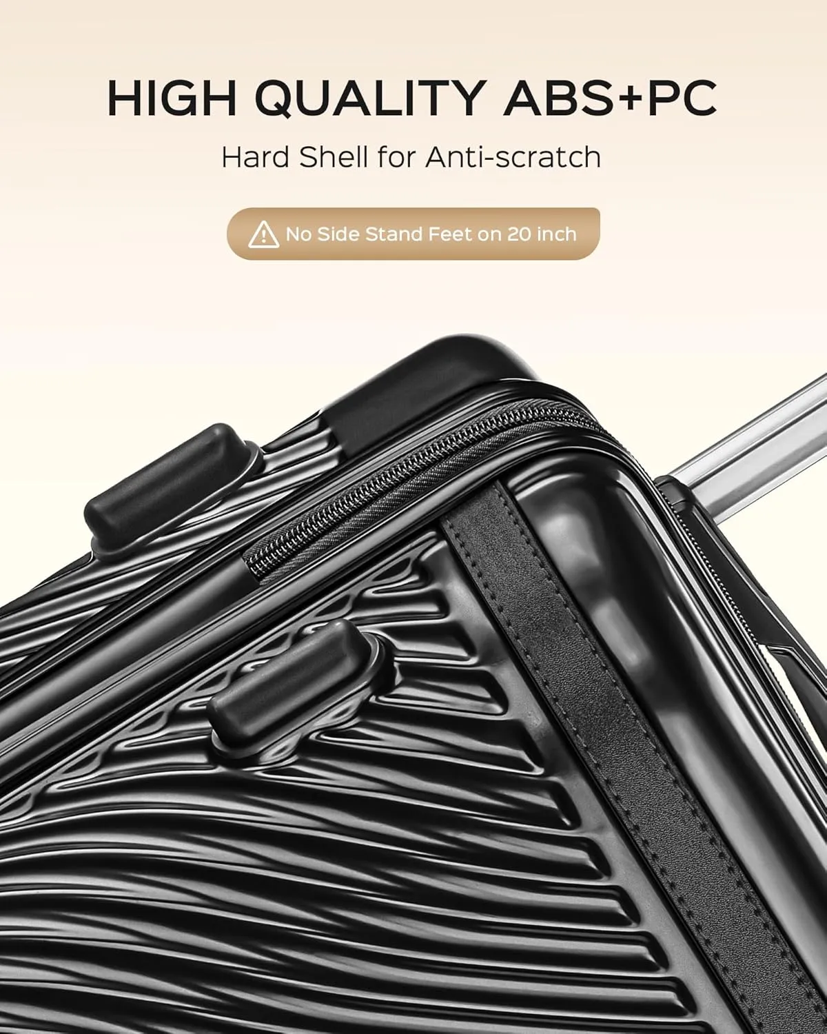 Luggage Sets 3 Piece, PC ABS Suitcase with Spinner Wheels, TSA Lock Luggage Sets with Carry on Luggage (Black, 202428)