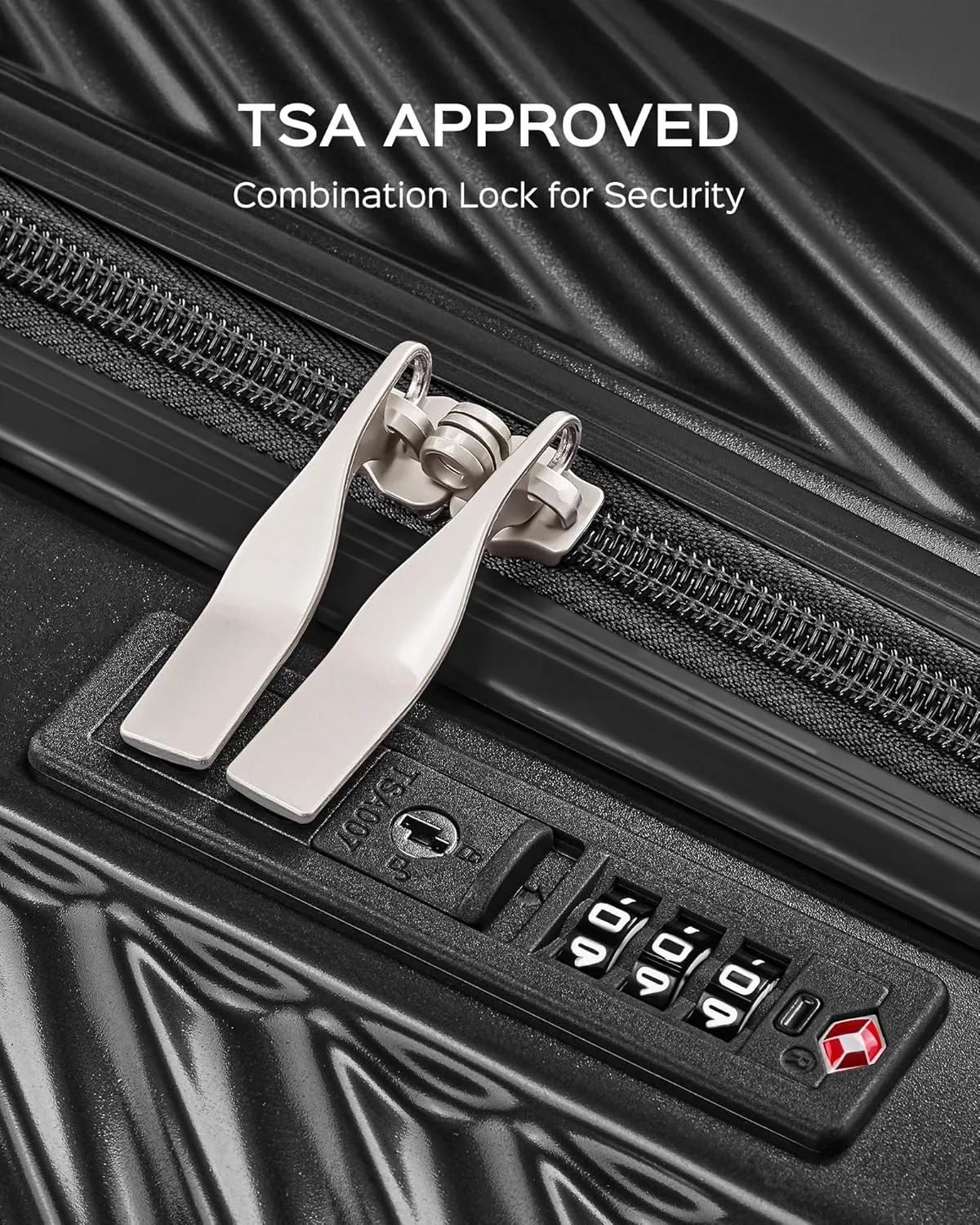 Luggage Sets 3 Piece, PC ABS Suitcase with Spinner Wheels, TSA Lock Luggage Sets with Carry on Luggage (Black, 202428)