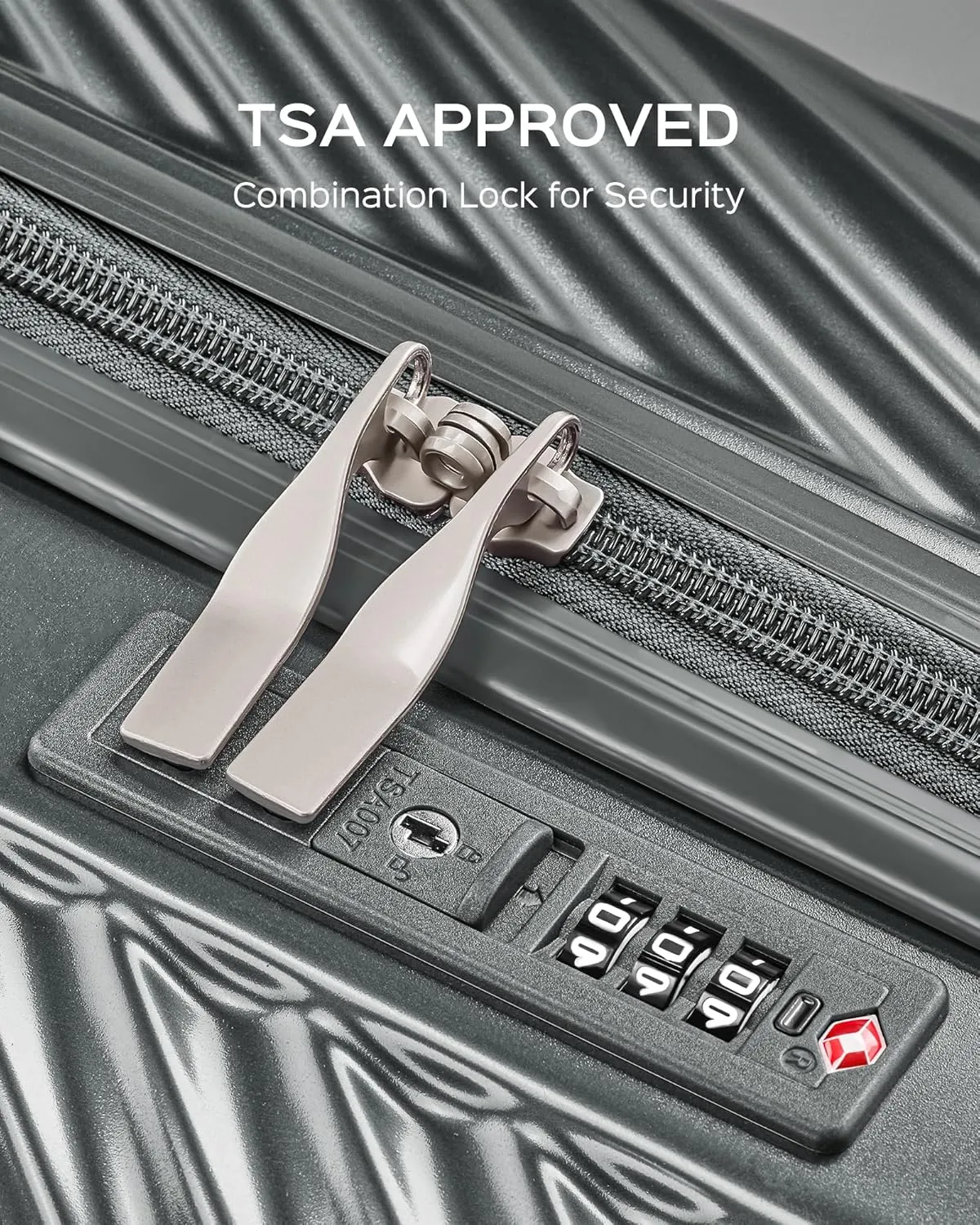 Luggage Sets 3 Piece, PC ABS Suitcase with Spinner Wheels, TSA Lock Luggage Sets with Carry on Luggage (Dark Grey, 202428)
