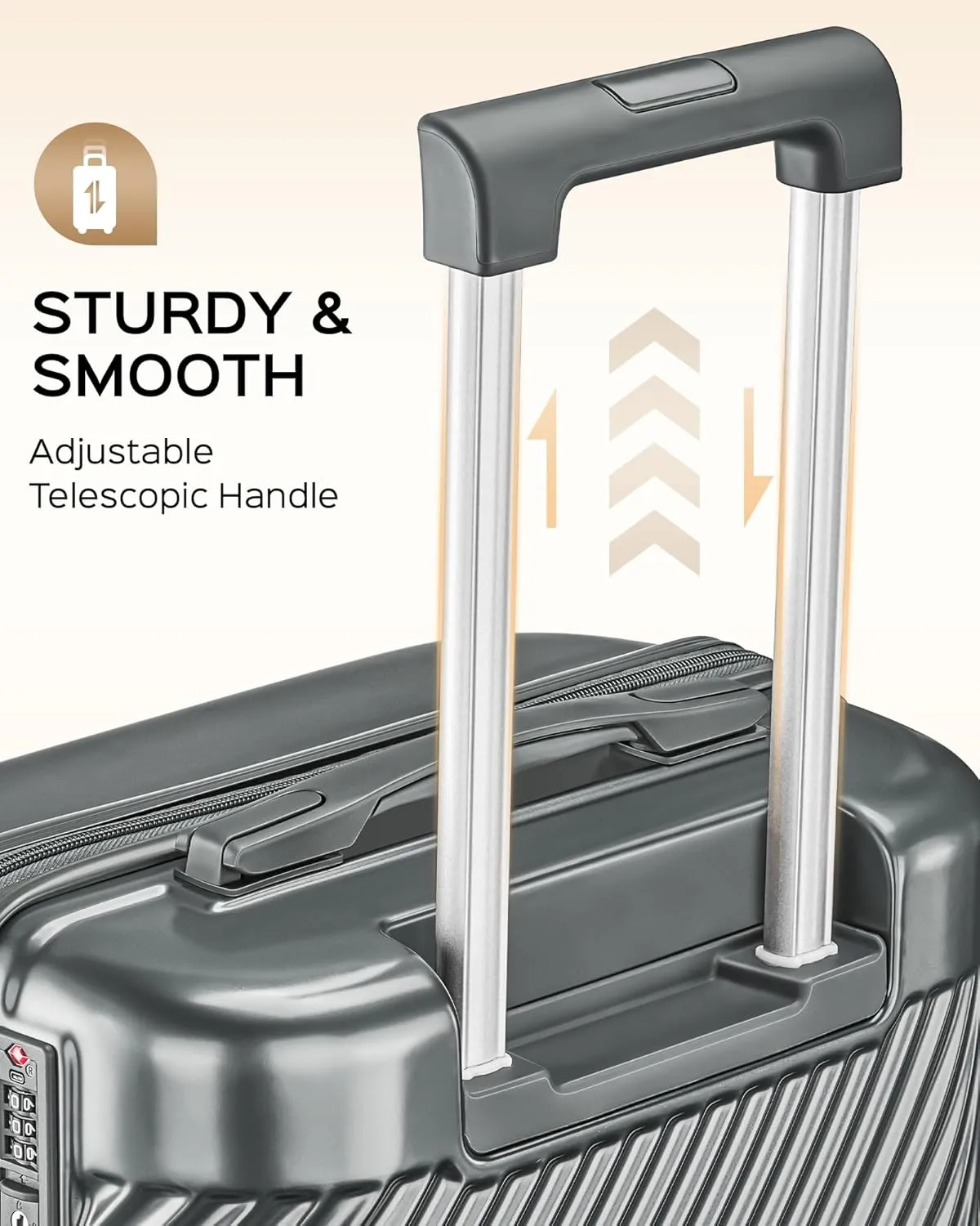 Luggage Sets 3 Piece, PC ABS Suitcase with Spinner Wheels, TSA Lock Luggage Sets with Carry on Luggage (Dark Grey, 202428)
