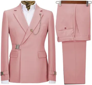 Men's 2 Pieces Suit Solid One Button Slim Fit Single Breasted Party Blazer Pants Set