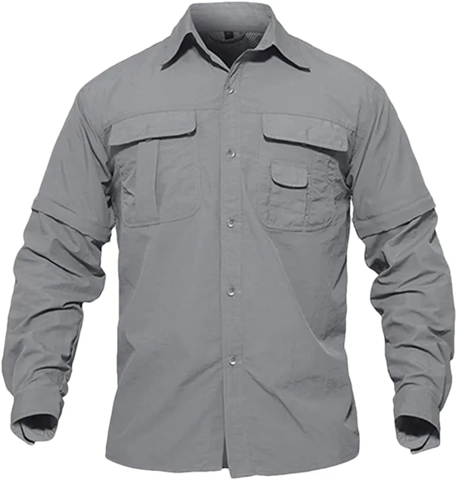 Men's Quick Dry Hiking Fishing Shirt Detachable Long Sleeve Combat Hiking Camping Shirt
