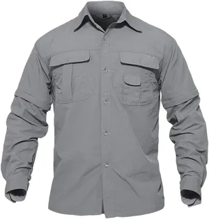 Men's Quick Dry Hiking Fishing Shirt Detachable Long Sleeve Combat Hiking Camping Shirt
