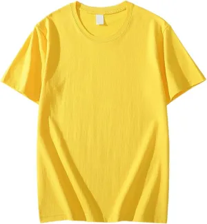Men's Solid Color Short Sleeved T Shirt Heavy Round Neck Loose Top