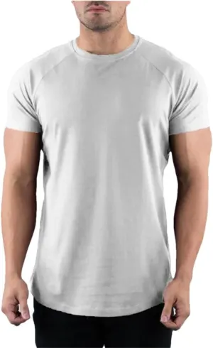 Mens Summer Skinny Fit T Shirt Cotton Short Sleeve Casual Gym Fitness Sport Top