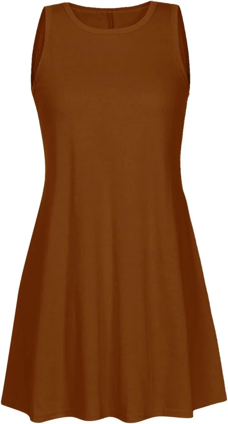 Midi Dresses for Women 2024 Casual Summer Crew Neck Sleeveless Tank Dress Beach Outfits Sexy Bohemian Sundress