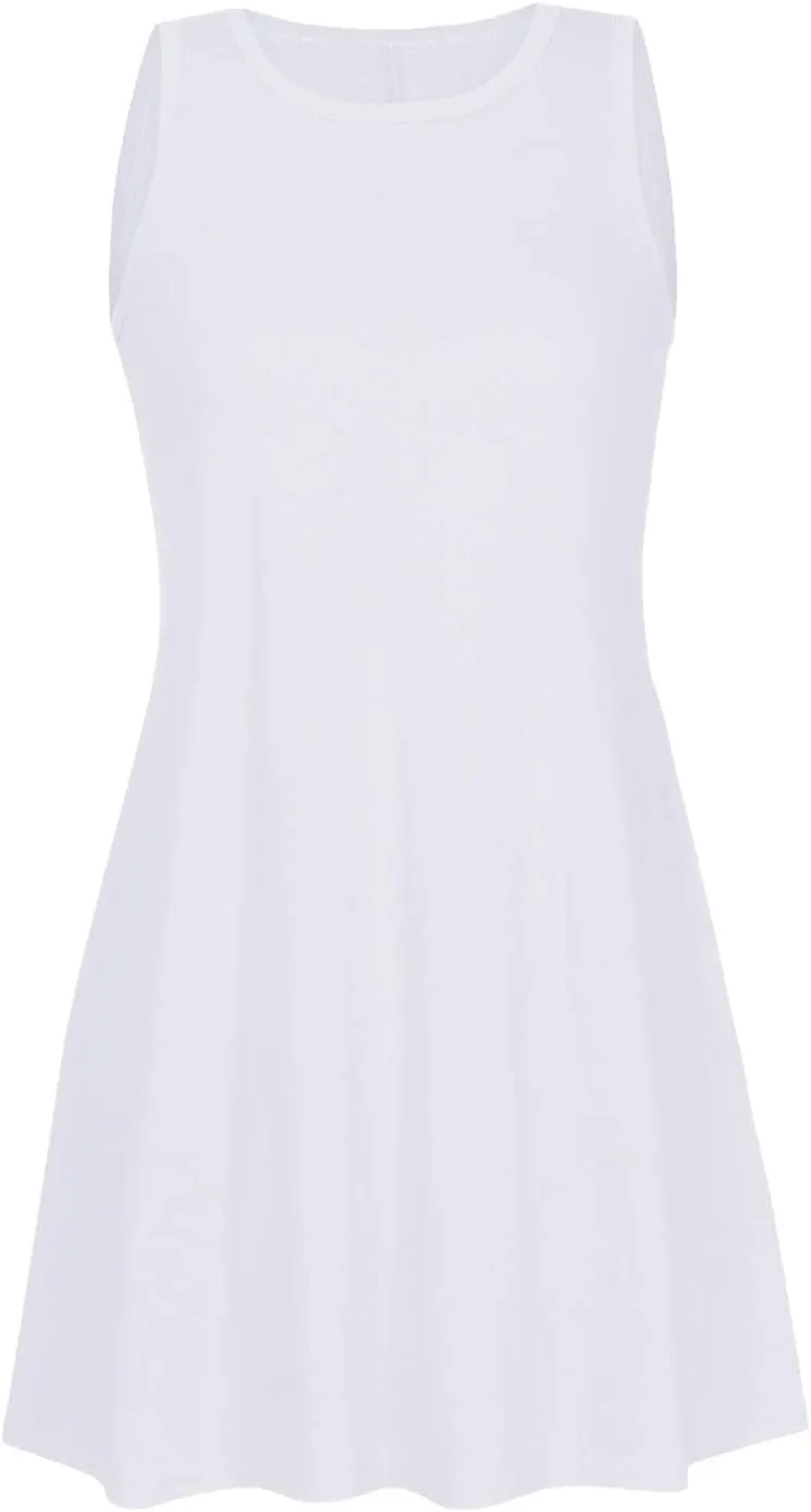 Midi Dresses for Women 2024 Casual Summer Crew Neck Sleeveless Tank Dress Beach Outfits Sexy Bohemian Sundress