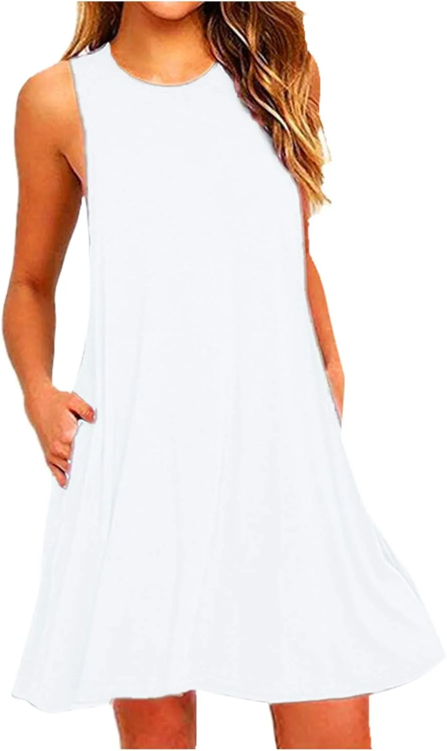 Midi Dresses for Women 2024 Casual Summer Crew Neck Sleeveless Tank Dress Beach Outfits Sexy Bohemian Sundress