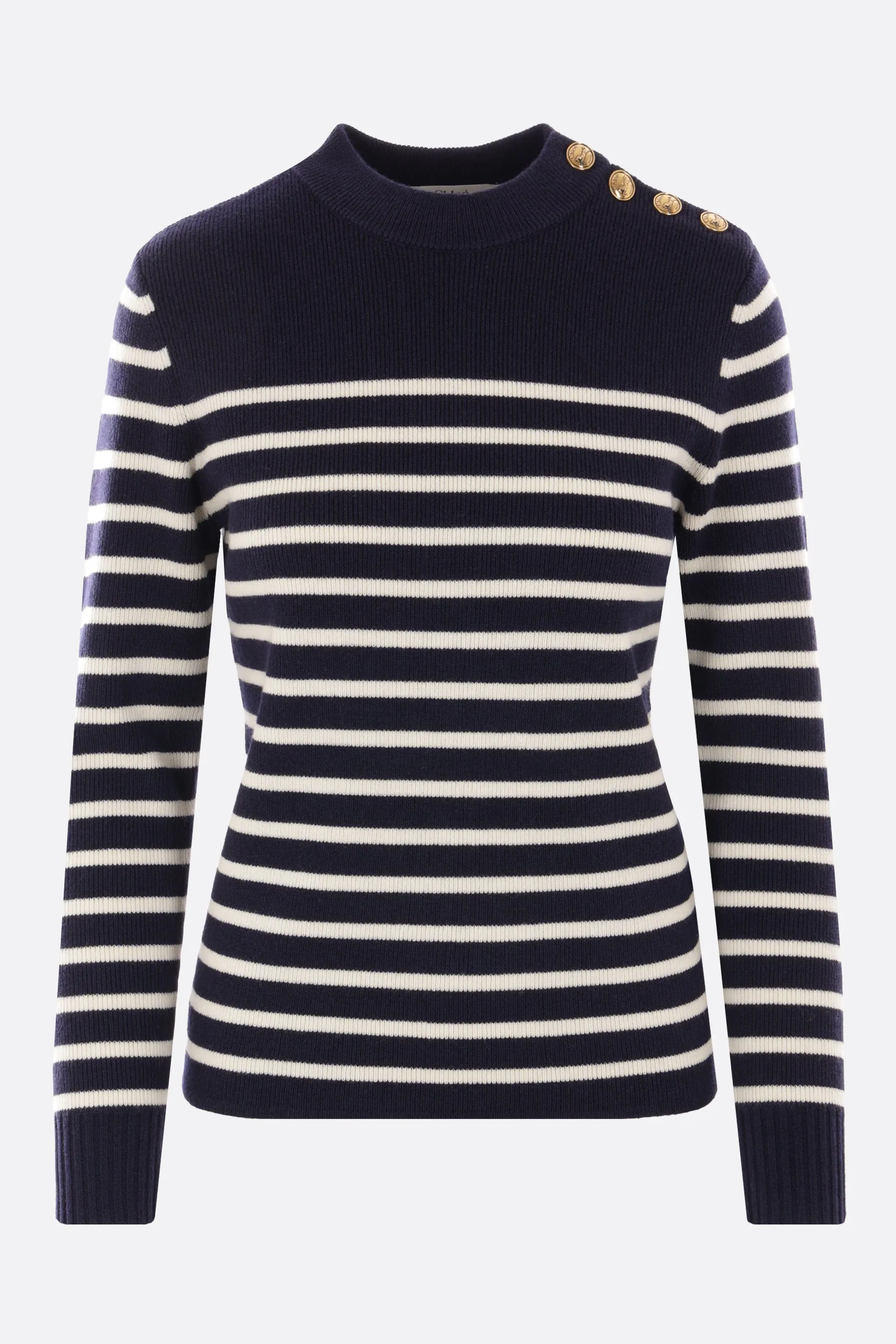 Military-Button Sailor Knit Sweater