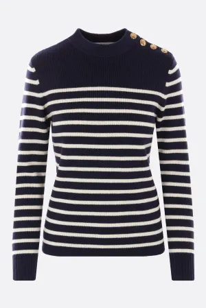 Military-Button Sailor Knit Sweater