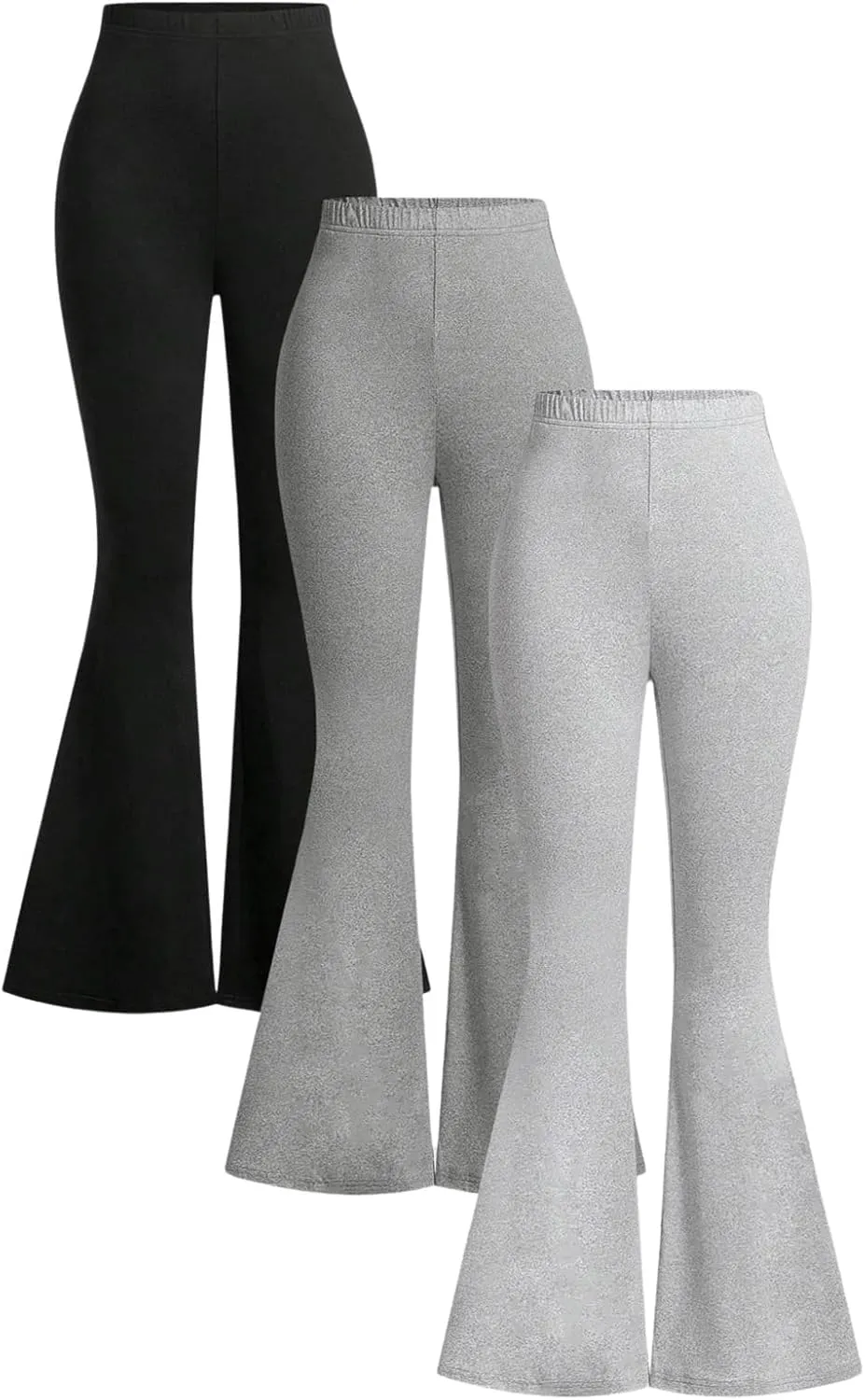 Milumia Girl's 3 Pack Flared Leg Pants Set Elastic Waist Bell Bottom Pants