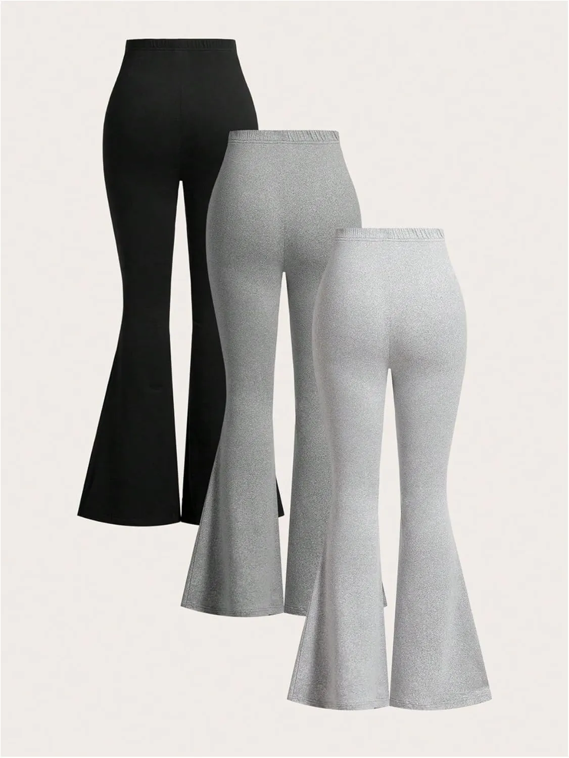 Milumia Girl's 3 Pack Flared Leg Pants Set Elastic Waist Bell Bottom Pants