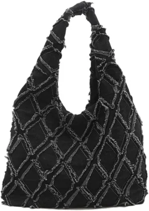 Molodo Plaid Tote Bag for Women Soft Hobo Bag for Work Fluffy Shoulder Bag Large Tote Handbag Purses Vintage Satchel Bag