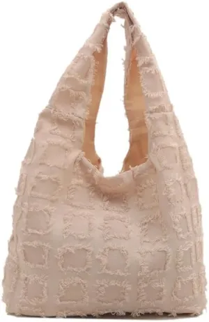Molodo Plaid Tote Bag for Women Soft Hobo Bag for Work Fluffy Shoulder Bag Large Tote Handbag Purses Vintage Satchel Bag