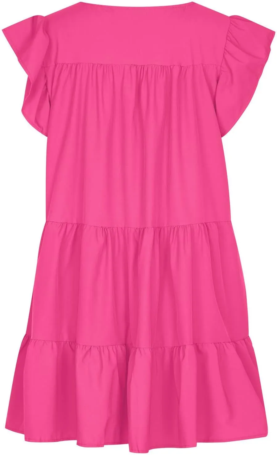 NaRHbrg Women's 2025 Summer Casual Short Dress Solid Ruffle Trim Cap Sleeve Tunic Dresses A-line Layered Swing Flowy Sundress