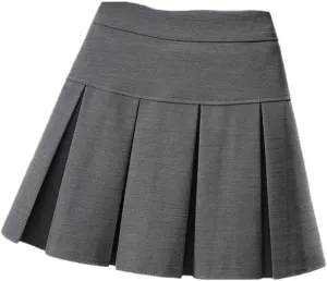 OFFSUM Womens Short Skirts - Korean Style Pleated Mini Skirt Women Simple A-Line High Waist Daily Clothes Casual Soli