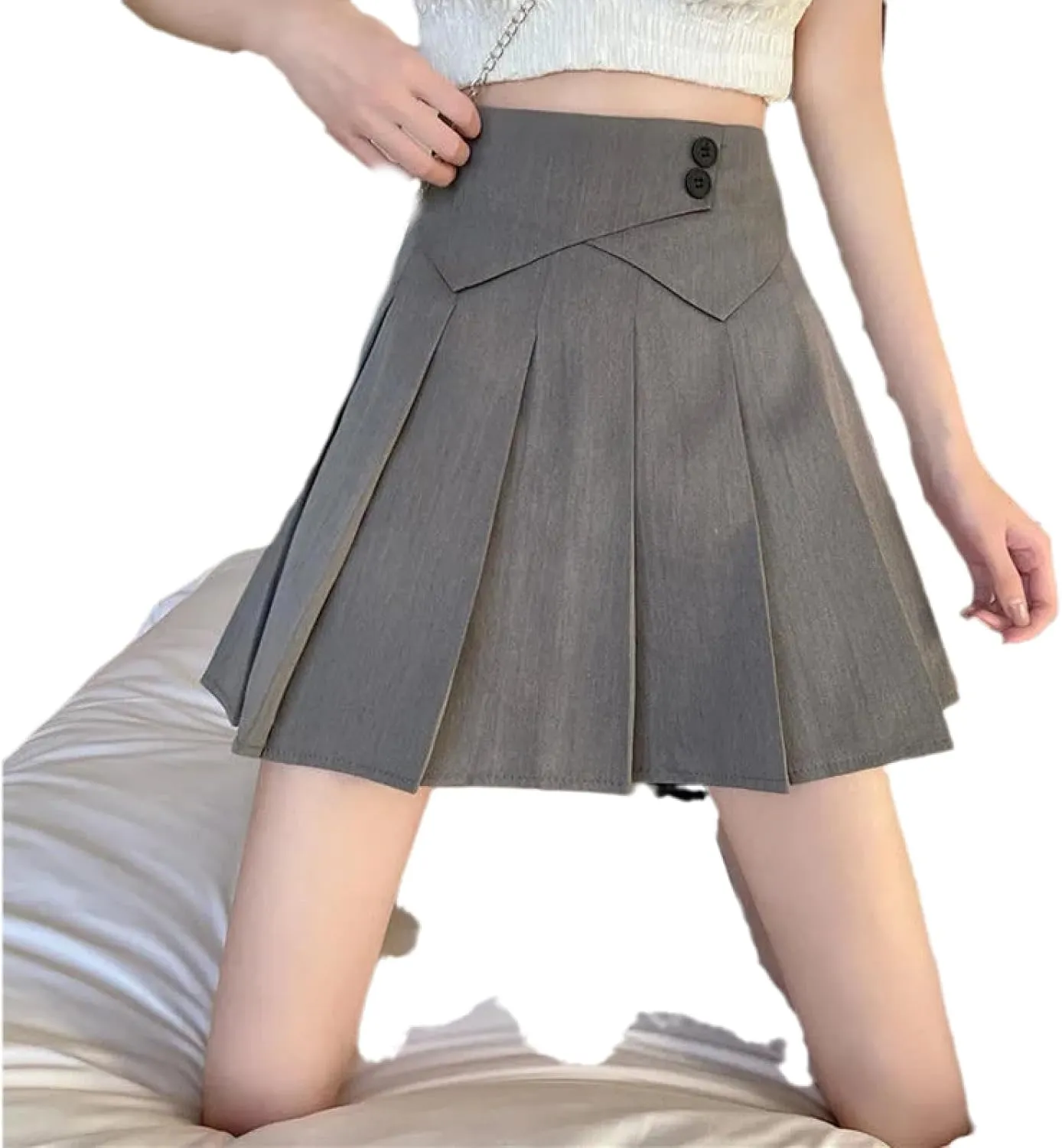 OFFSUM Womens Short Skirts - Sexy High-Waist Mini Pleated Skirt Women Korean Style Streetwear Spring Summer Casual A-